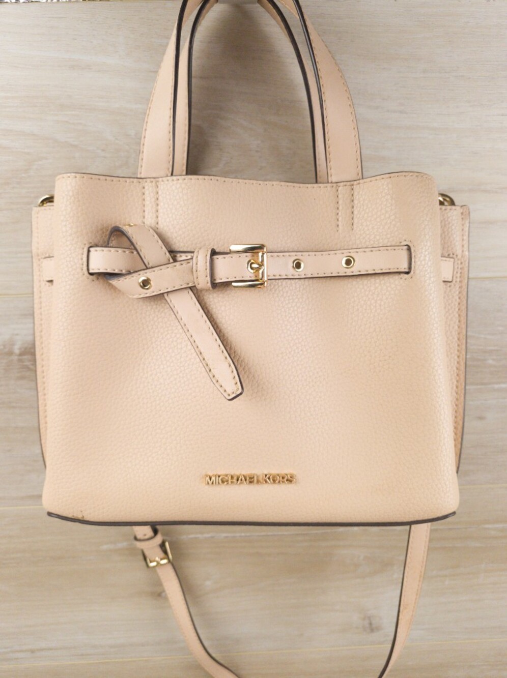 ​Michael Kors Emilia Small Pebbled Leather Belted Satchel - Blush Pink